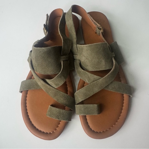 SARTO By Franco Sarto Olive Green Suede Strappy Sandals - Picture 3 of 6